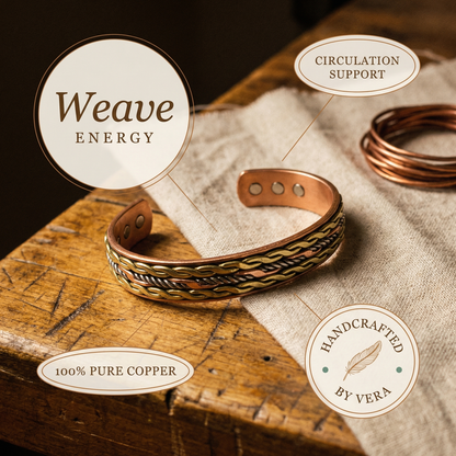Helenin medený náramok Weave