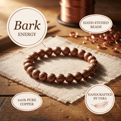 Helenin medený náramok Bark